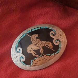 Men's Black and Silver Belt with Western Design